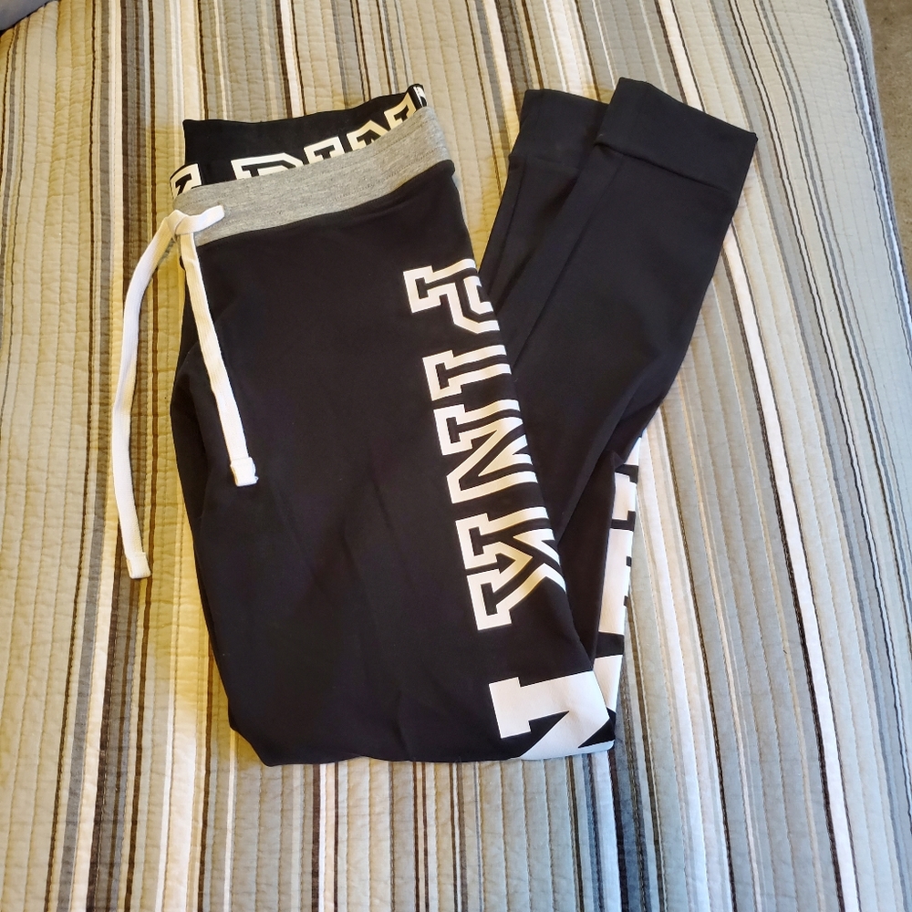 Victoria Secret PINK Nation Black Varsity Yoga Pant